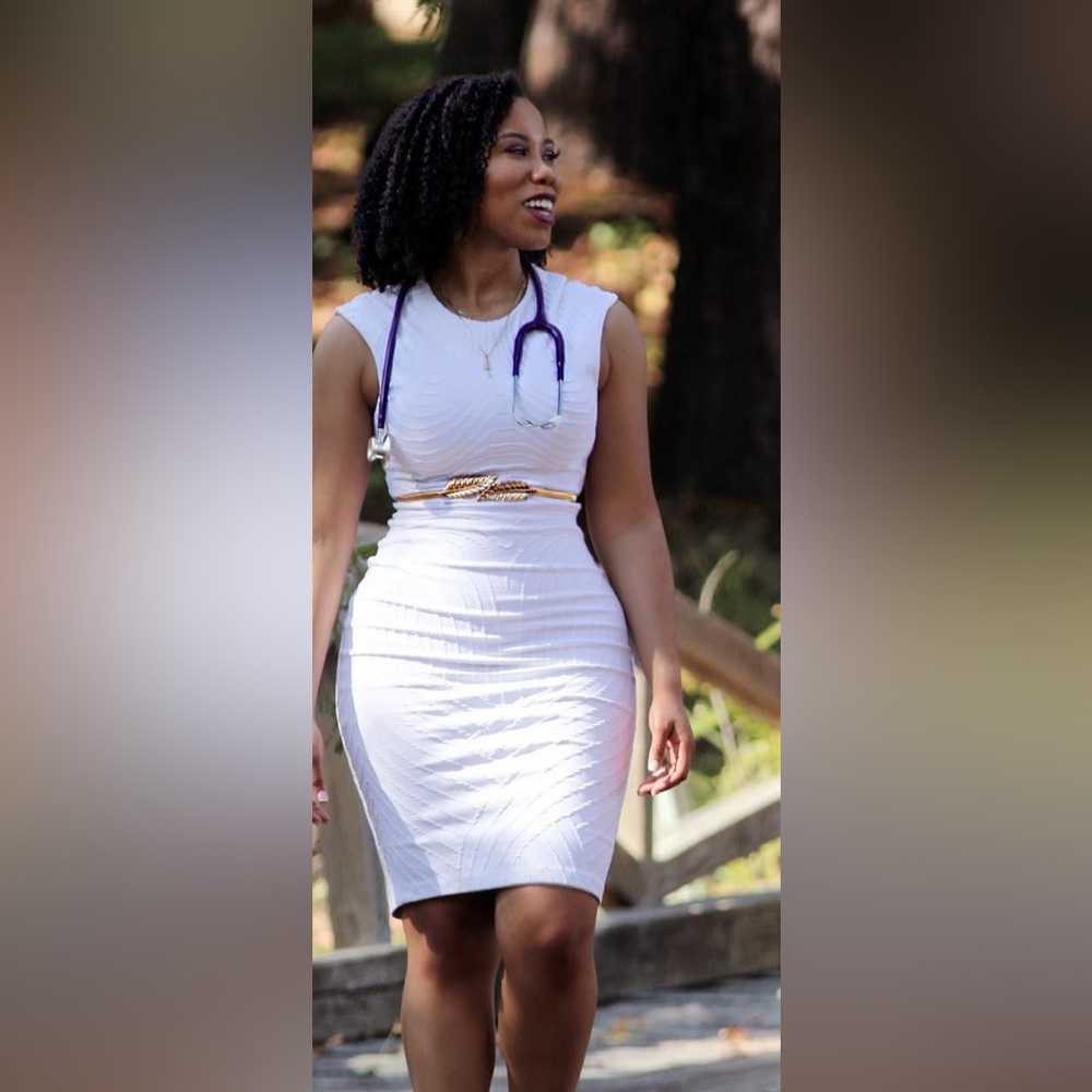 Bebe White Textured Dress